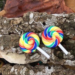 Rainbow lollipop earrings candy 925 silver artisan